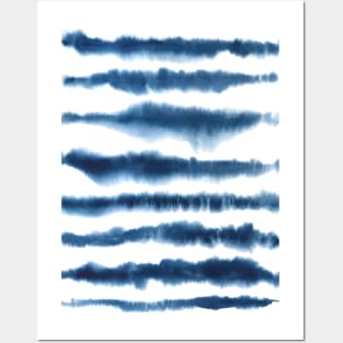 Navy Blue Horizontal Stripes Posters and Art